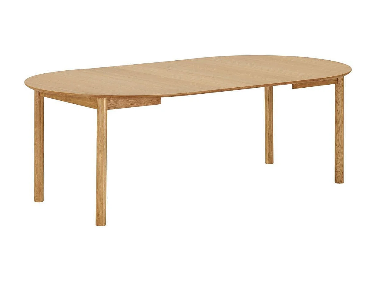 Table repas extensible Ø120cm en MDF et chêne naturel - YANICK