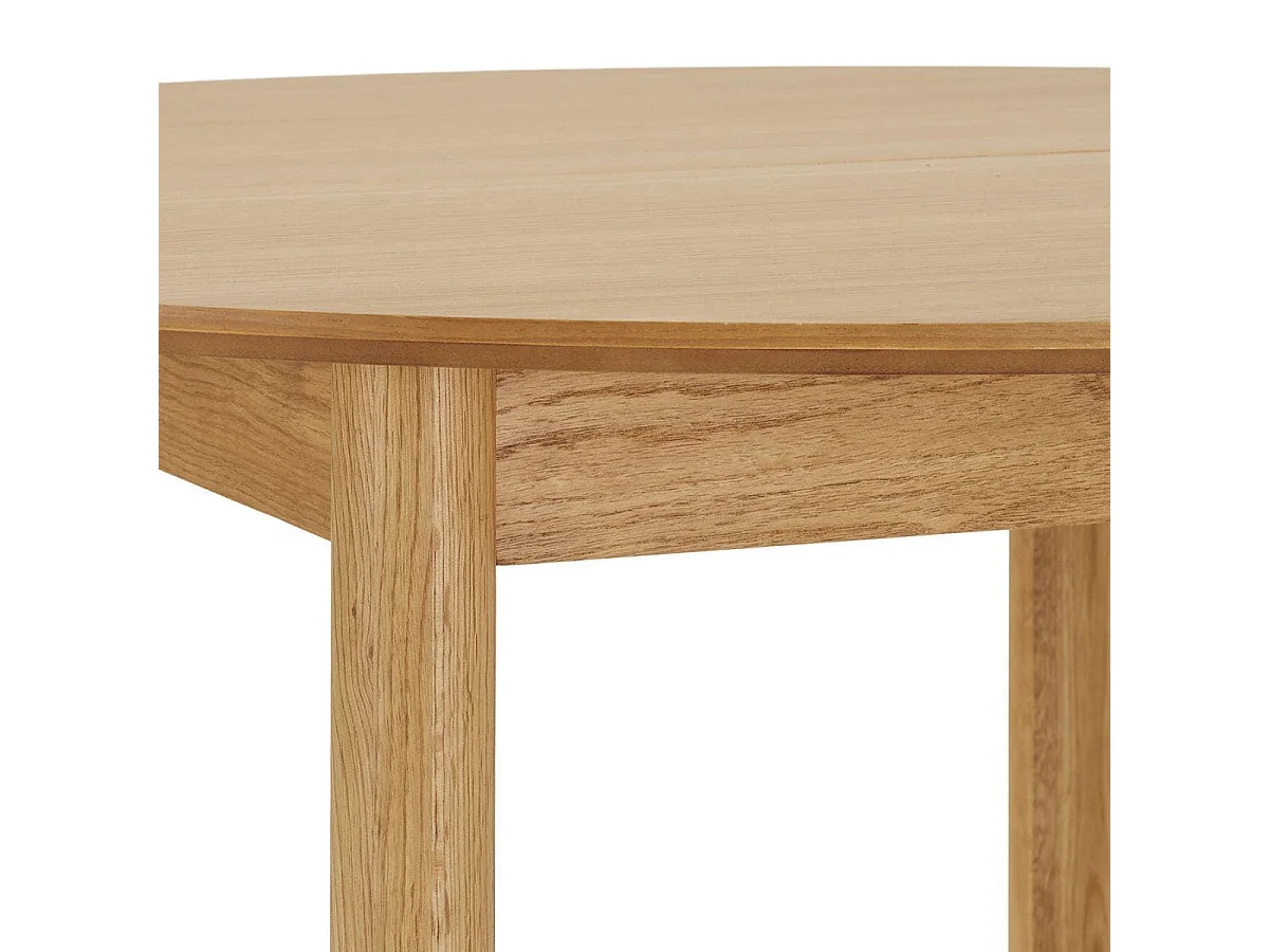 Table repas extensible Ø120cm en MDF et chêne naturel - YANICK