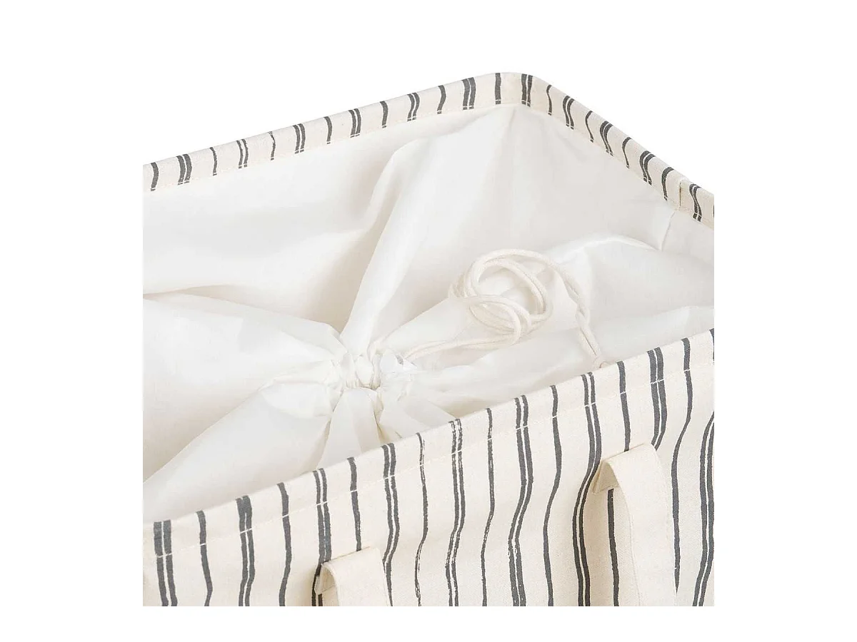 Sac à Linge en Tissu gris et beige rayé - BERYL
