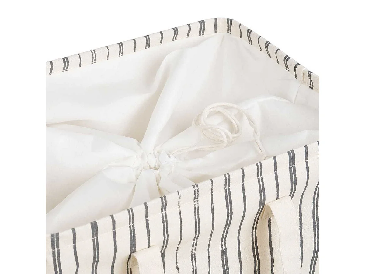 Sac à Linge en Tissu gris et beige rayé - BERYL