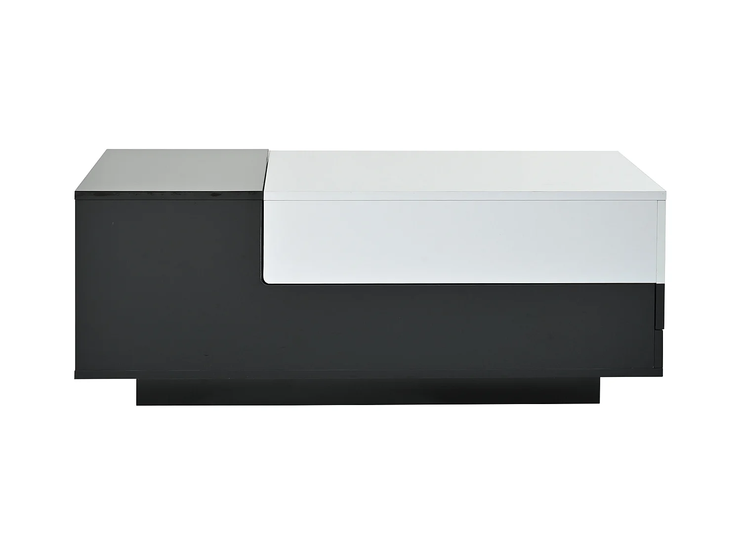 Table basse rectangulaire avec plateau coulissant et 1 tiroir de rangement - noir et blanc