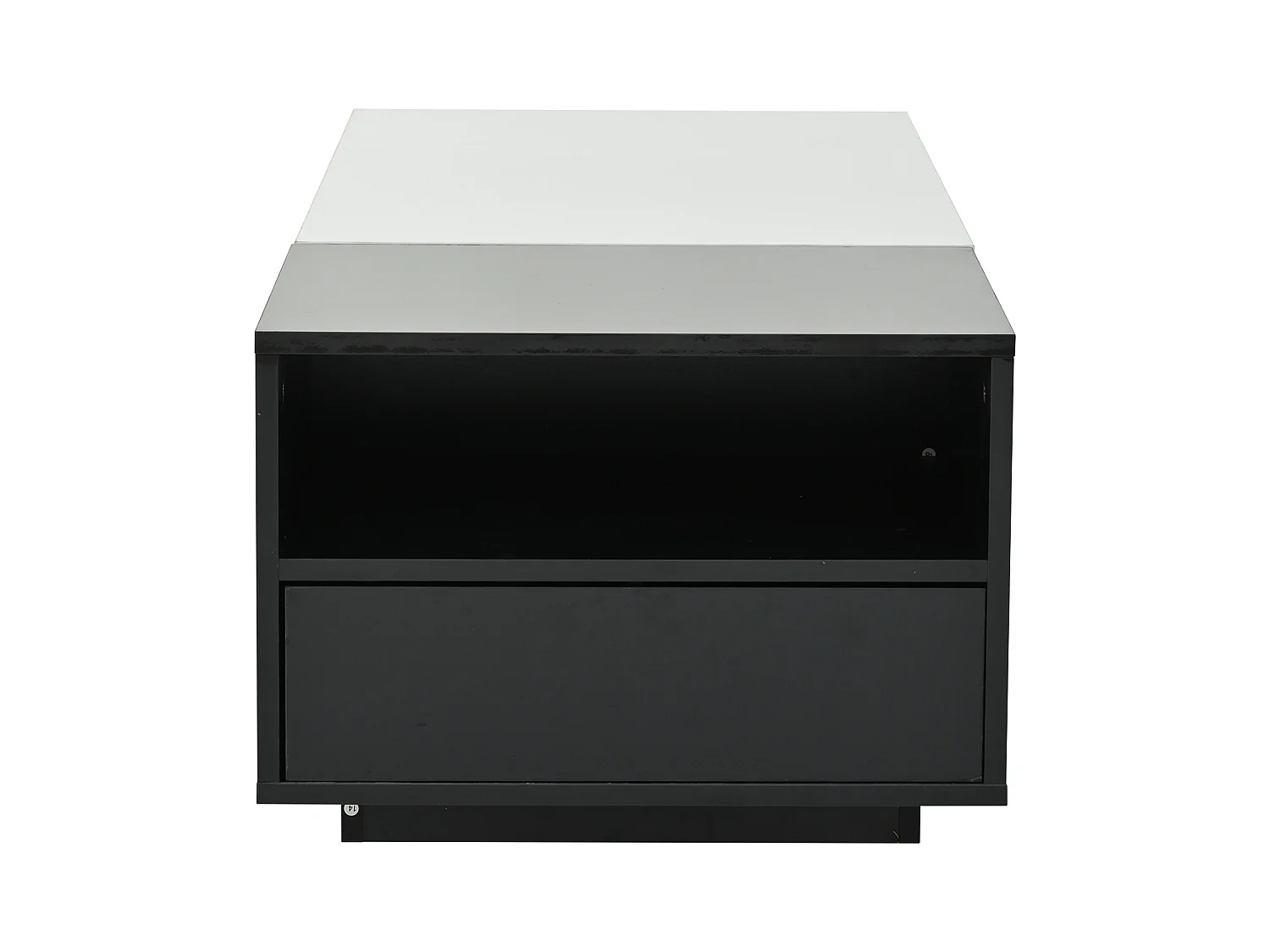 Table basse rectangulaire avec plateau coulissant et 1 tiroir de rangement - noir et blanc