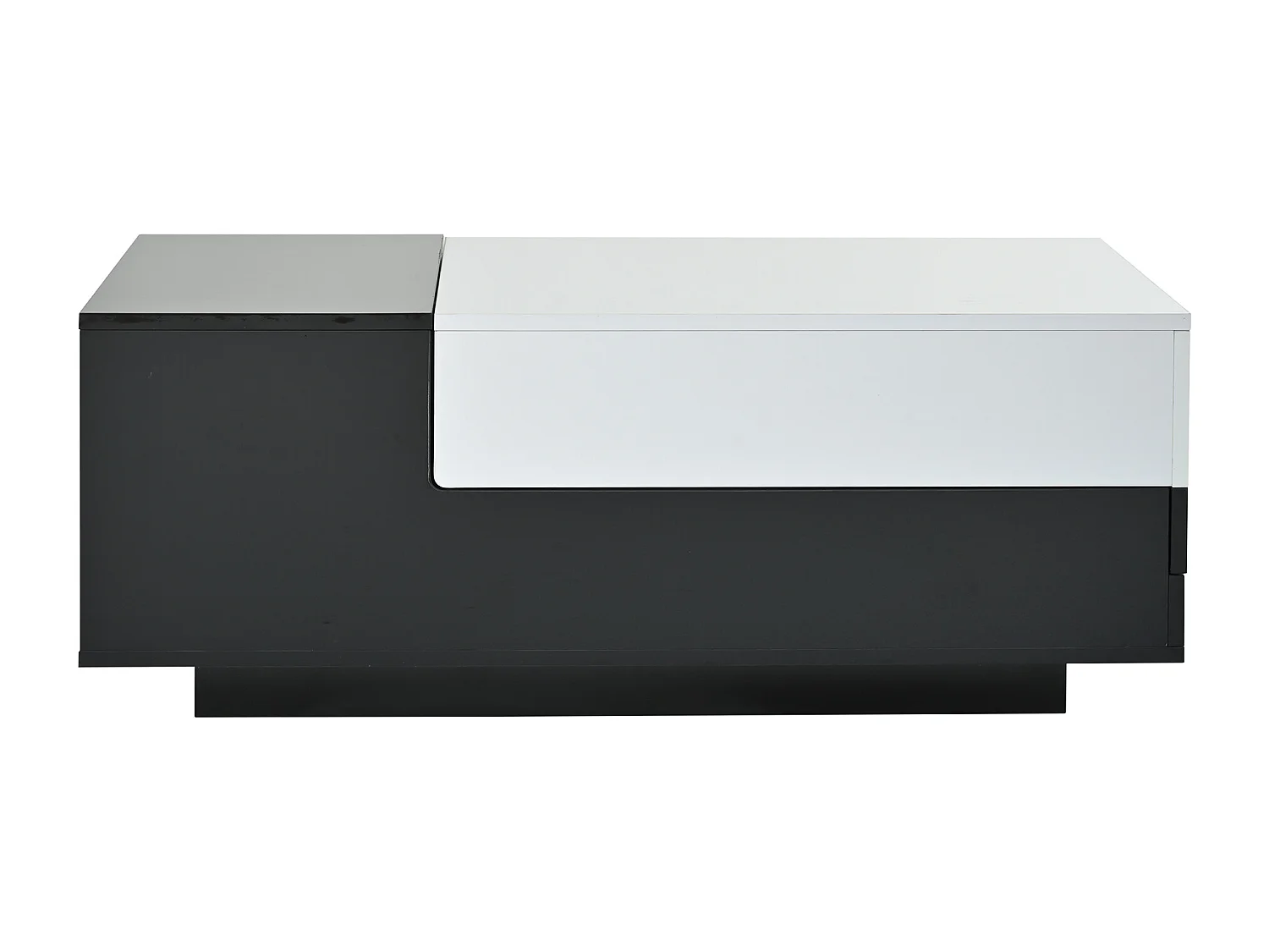 Table basse rectangulaire avec plateau coulissant et 1 tiroir de rangement - noir et blanc