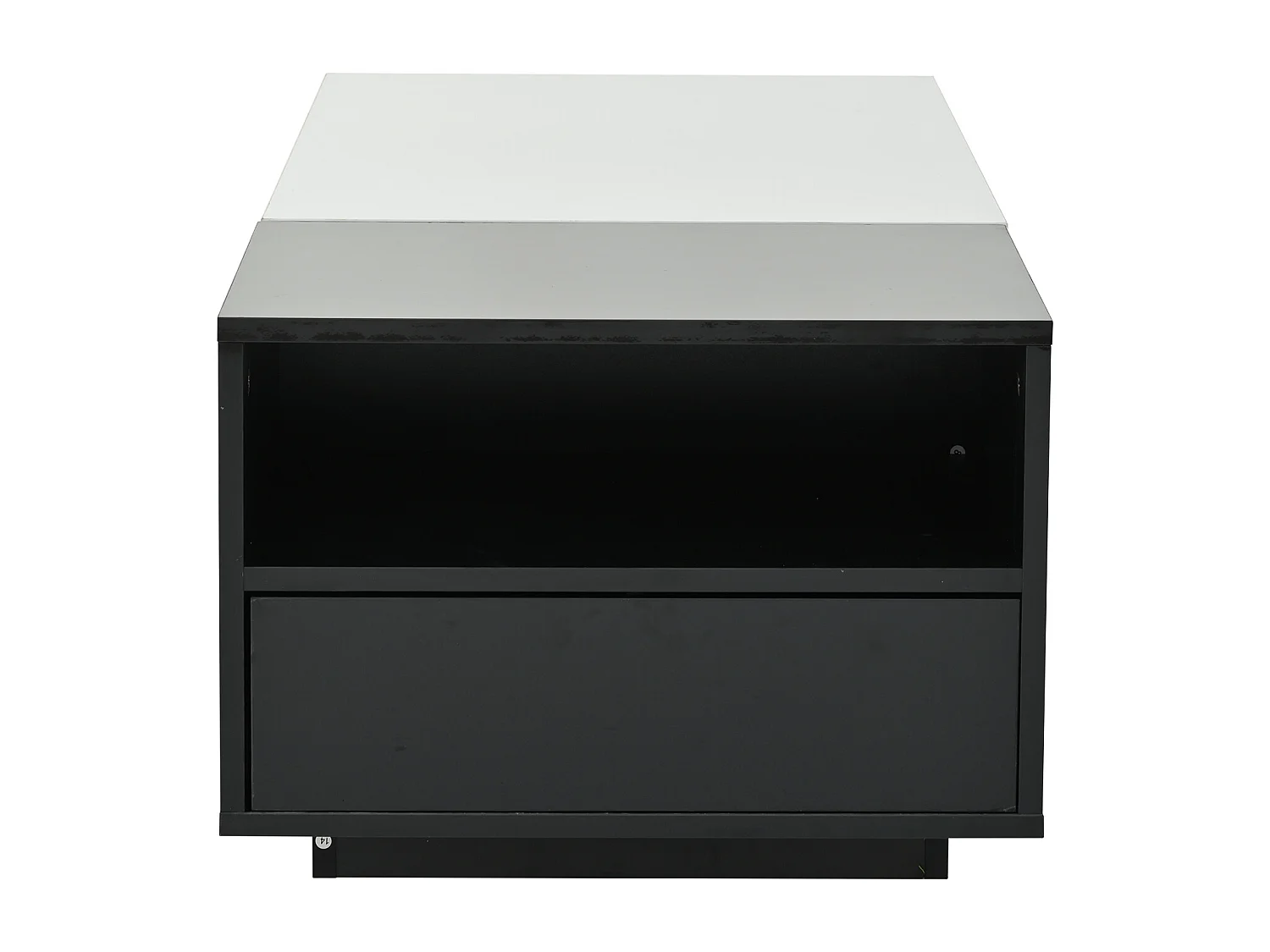 Table basse rectangulaire avec plateau coulissant et 1 tiroir de rangement - noir et blanc