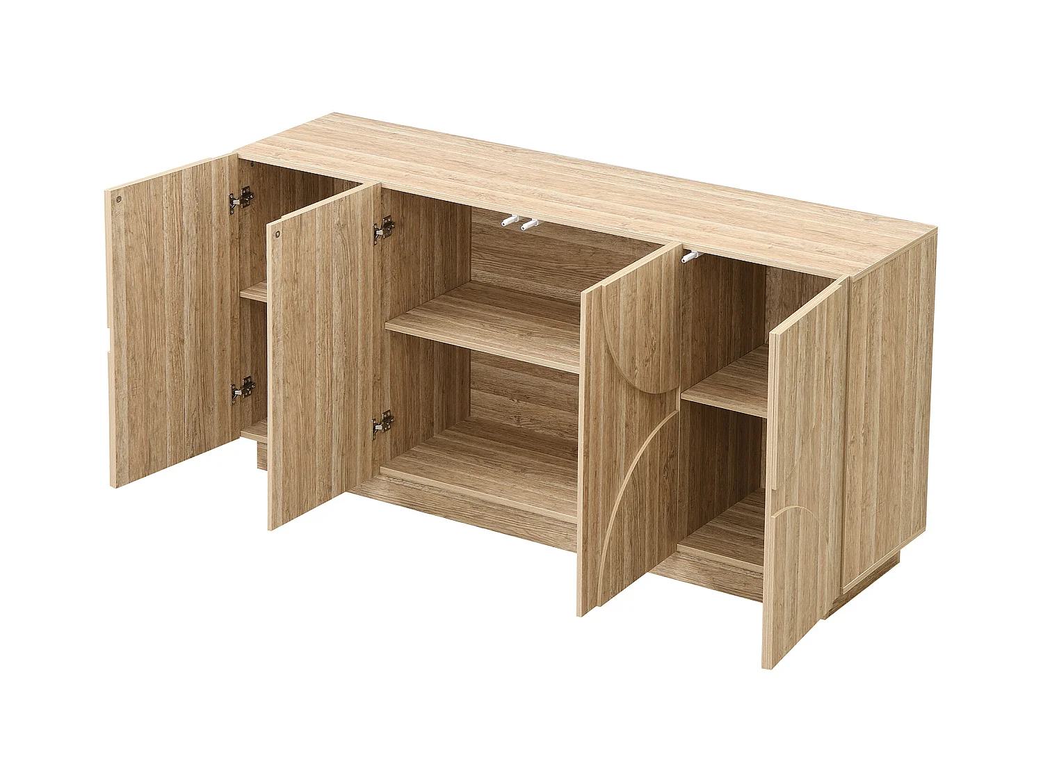 Buffet naturel avec 4 portes et étagères - pour salon et salle à manger