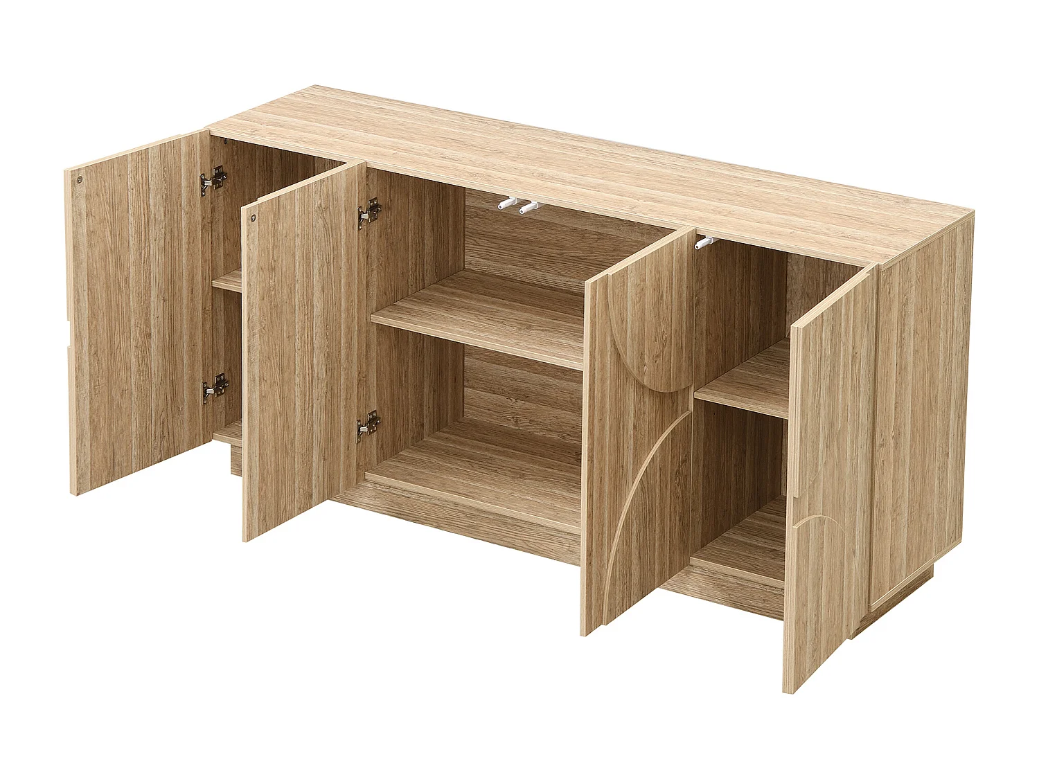 Buffet naturel avec 4 portes et étagères - pour salon et salle à manger