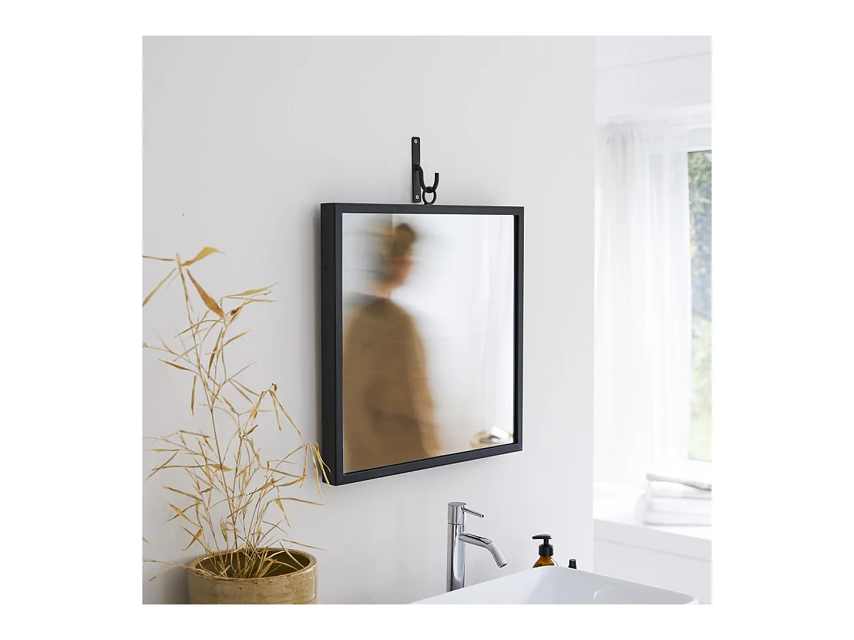 Specchio quadrato in metallo nero 50x50 Square stile industriale