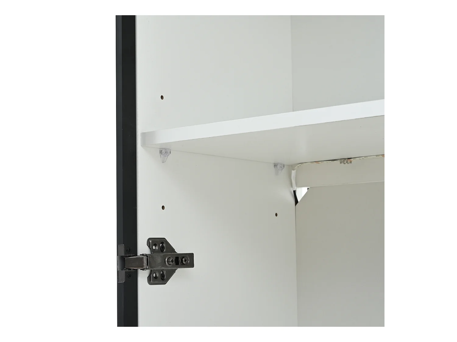 Vitrine LED avec étagères de rangement et casier à vin, blanche - pour salons et bureaux