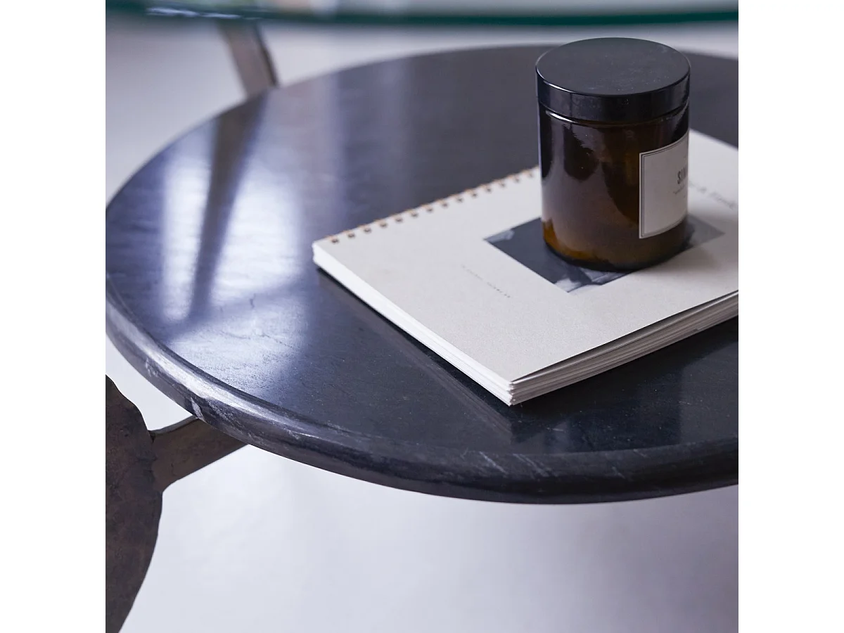 Table basse ronde en marbre et métal 80 Ambre