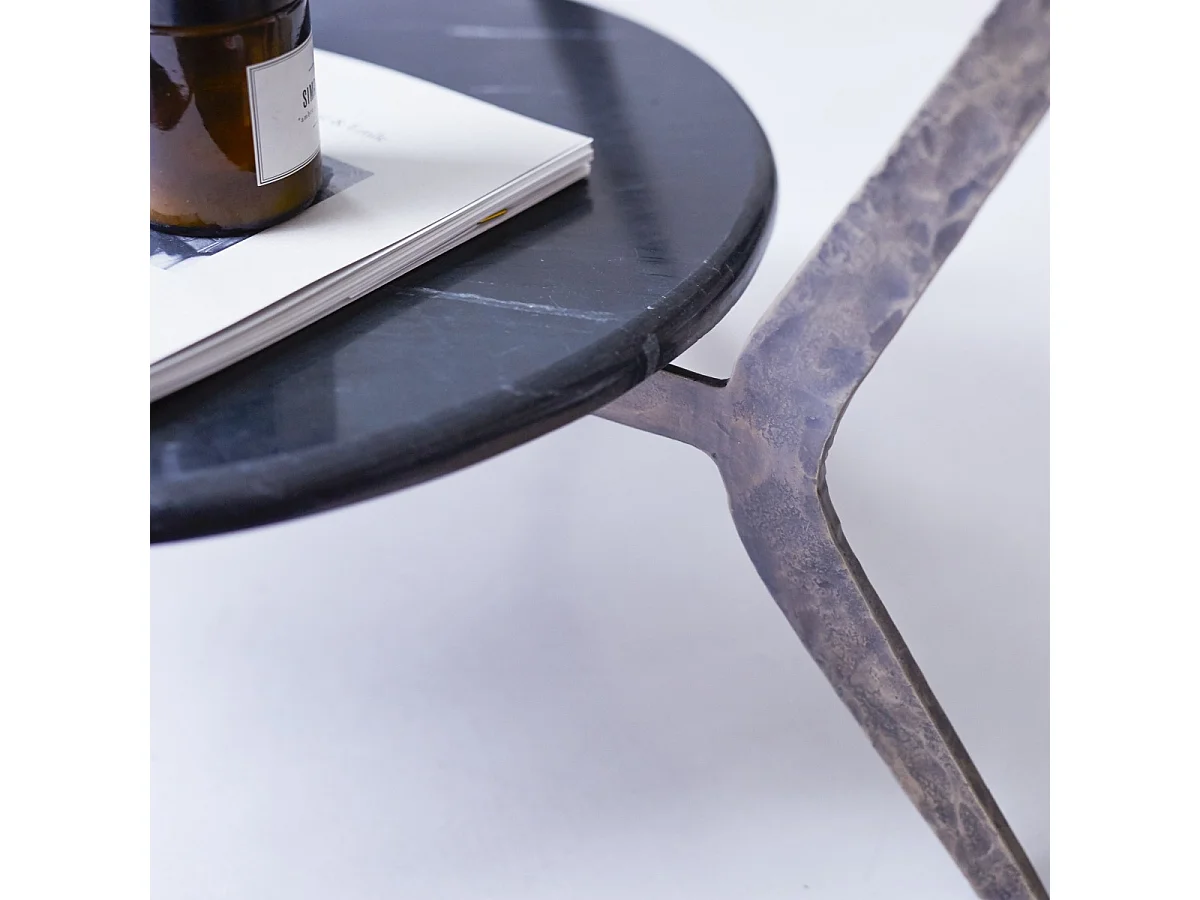 Table basse ronde en marbre et métal 80 Ambre