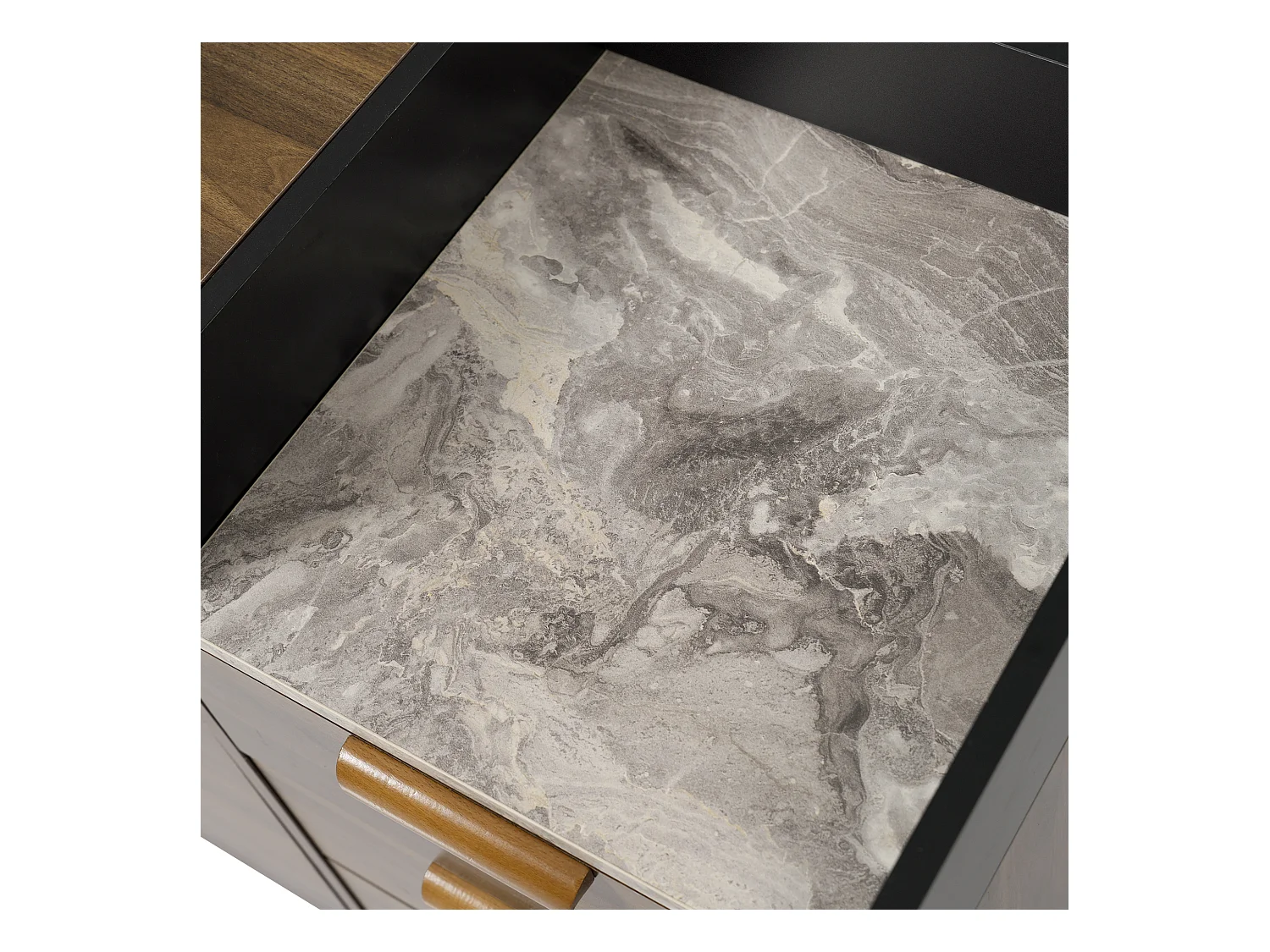 Buffet naturel avec 3 tiroirs de rangement et 2 portes, étagères réglables - pieds en bois