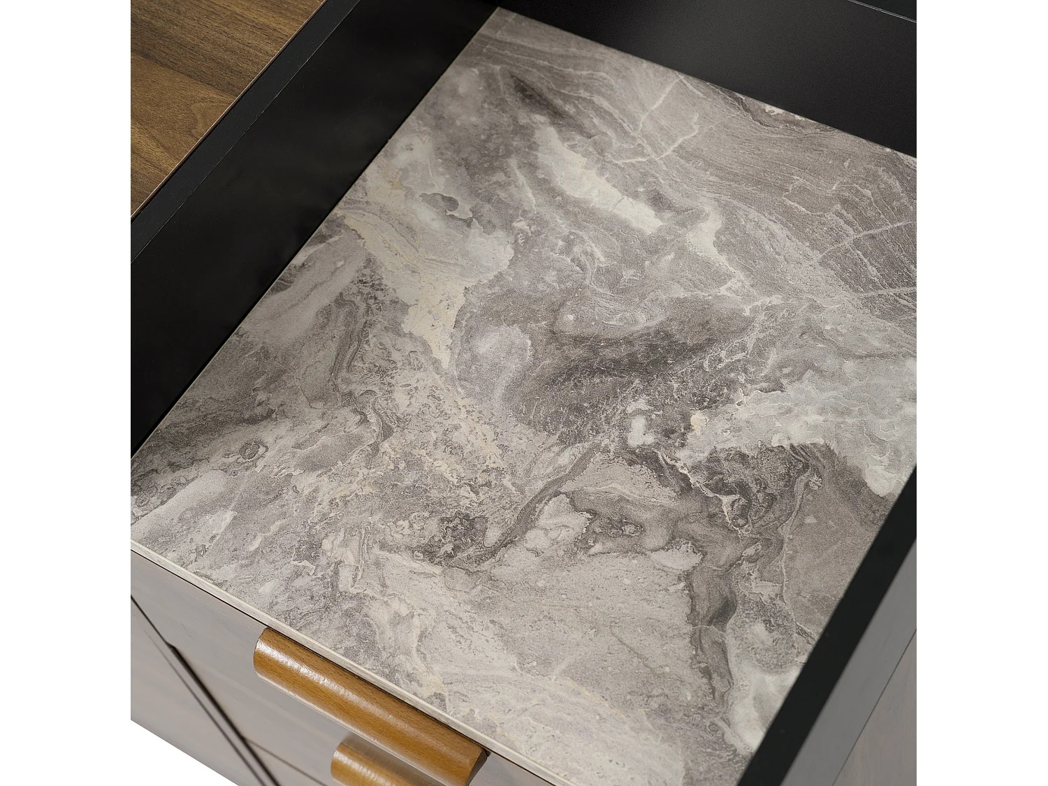 Buffet naturel avec 3 tiroirs de rangement et 2 portes, étagères réglables - pieds en bois