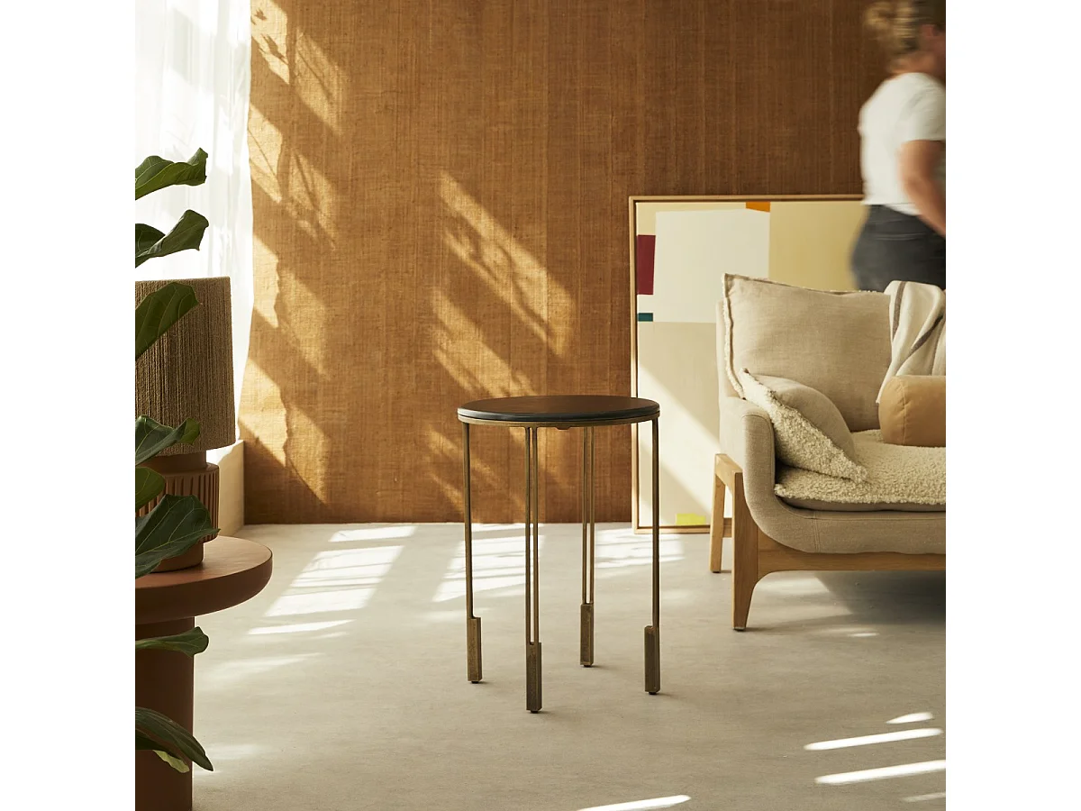 Runder Beistelltisch aus Metall und Marmor 40 Simeon