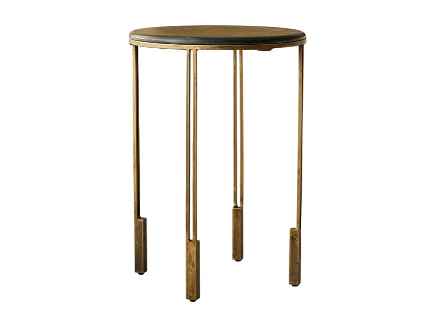 Runder Beistelltisch aus Metall und Marmor 40 Simeon