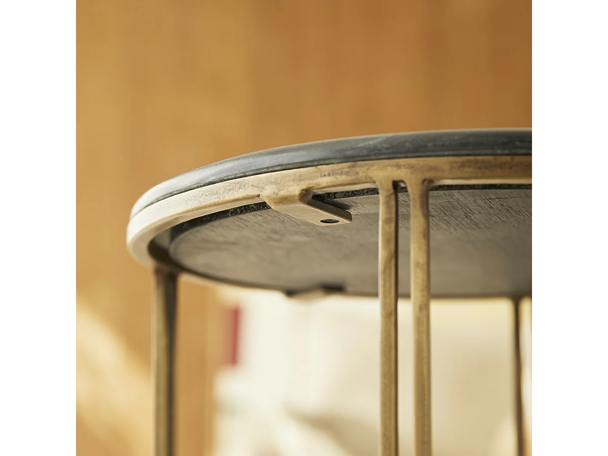 Runder Beistelltisch aus Metall und Marmor 40 Simeon