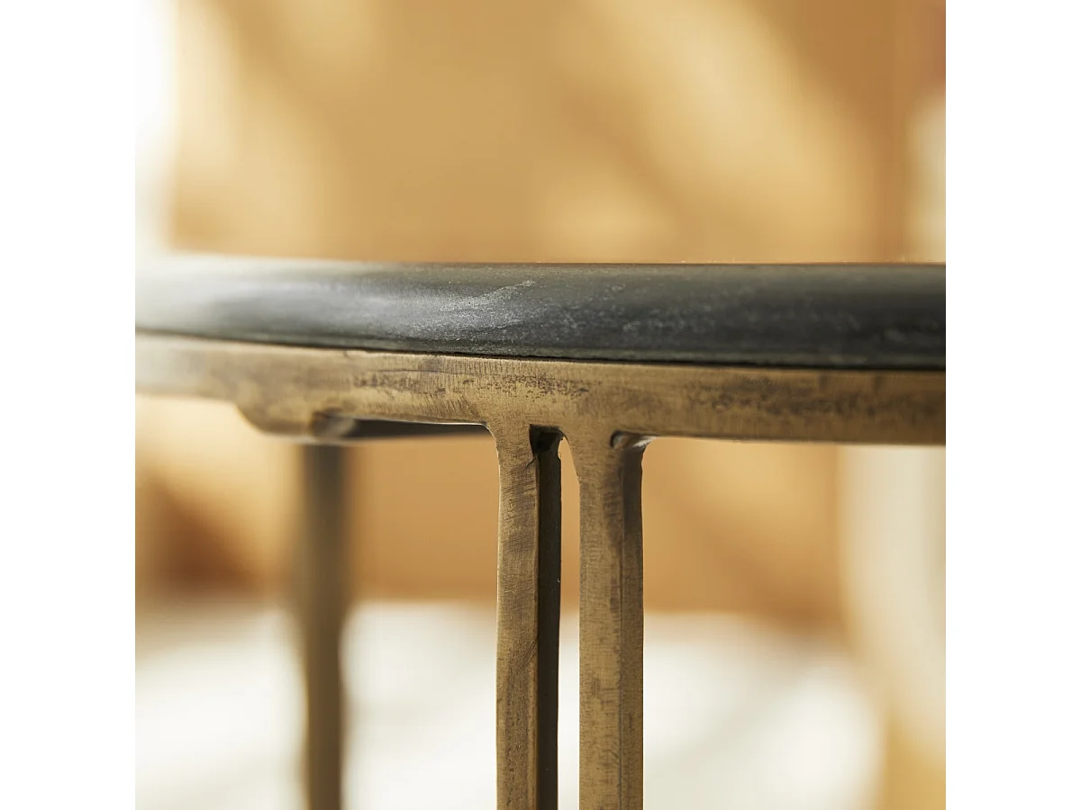 Runder Beistelltisch aus Metall und Marmor 40 Simeon