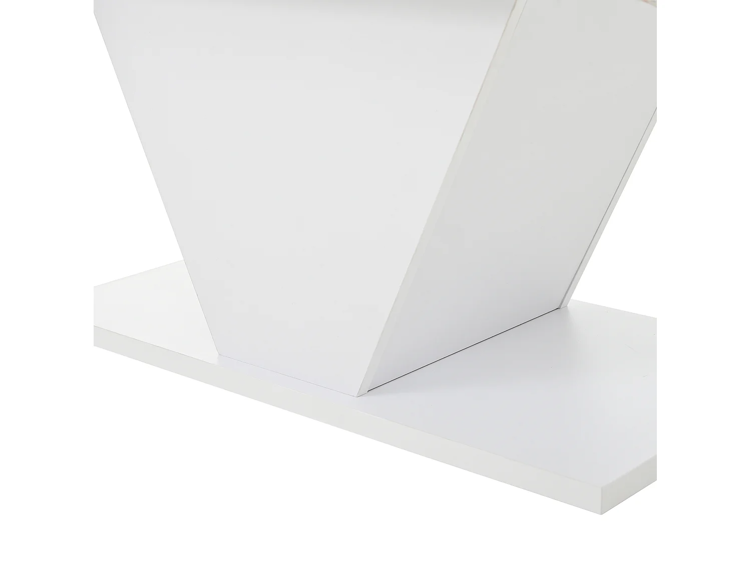 Table basse blanche avec éclairage LED réglable, design en forme de V - pour salon et bureau