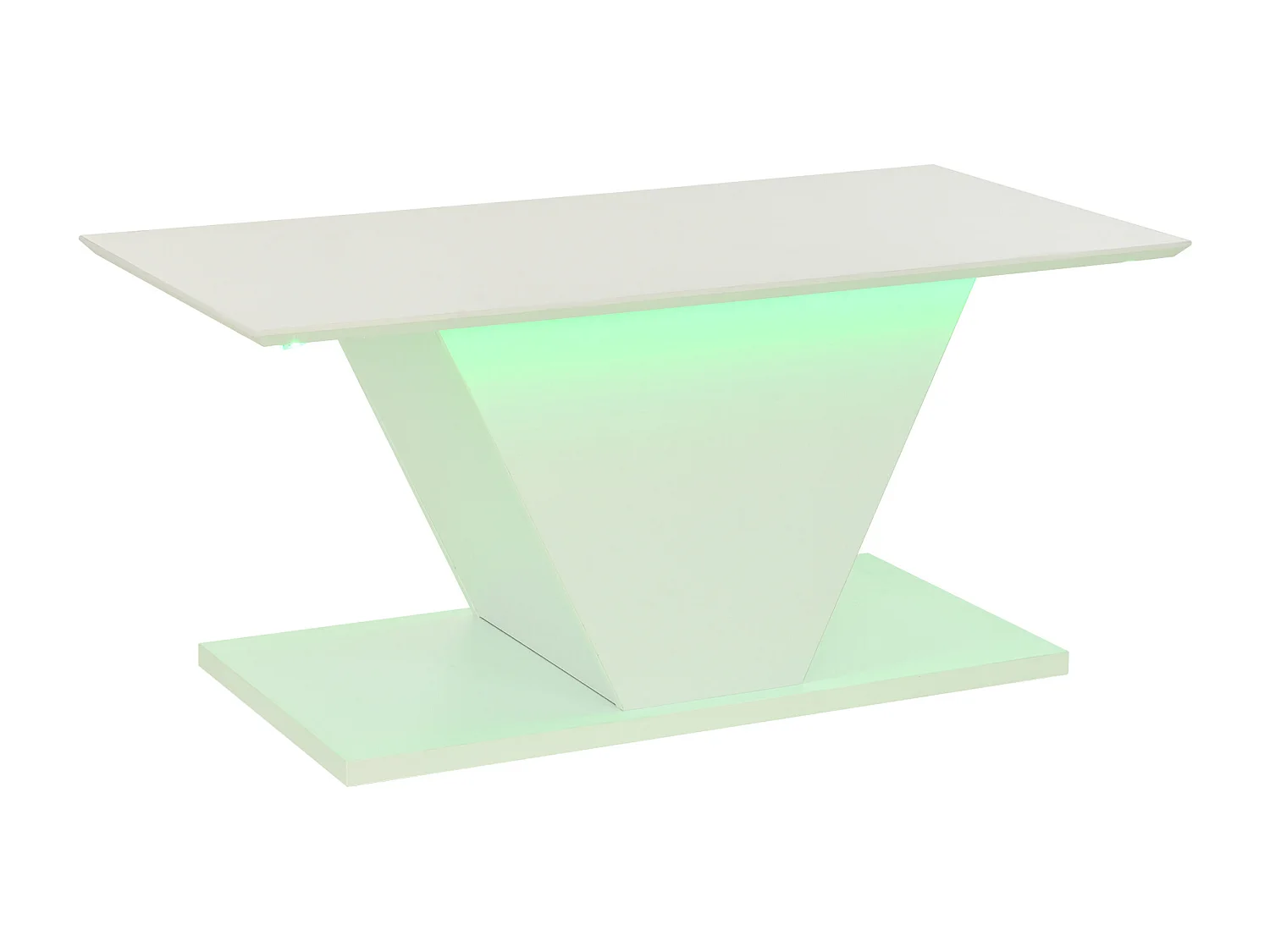 Weißer Couchtisch mit verstellbarer LED-Beleuchtung, V-Design - für Wohnzimmer und Arbeitszimmer