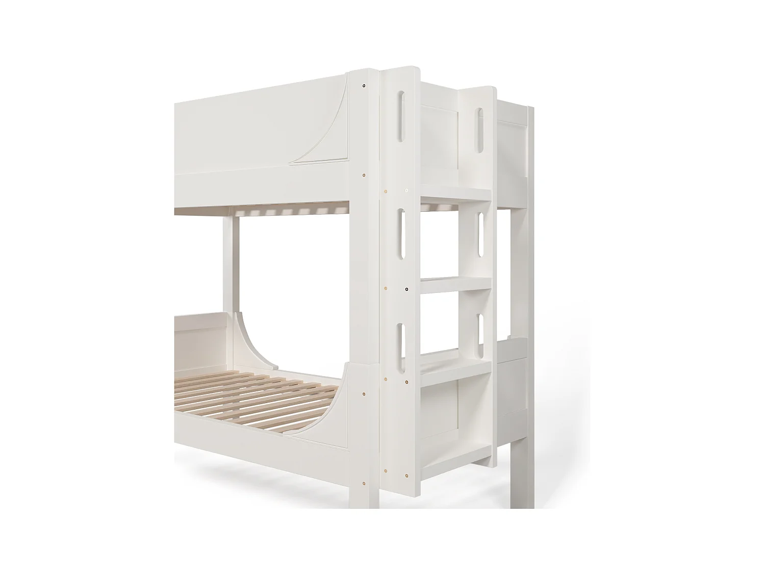 Lit superposé séparable 90x200 cm avec escalier et sommier à lattes, blanc - sans matelas