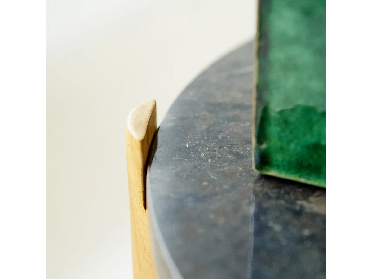 Nestor - Teak and black marble side table