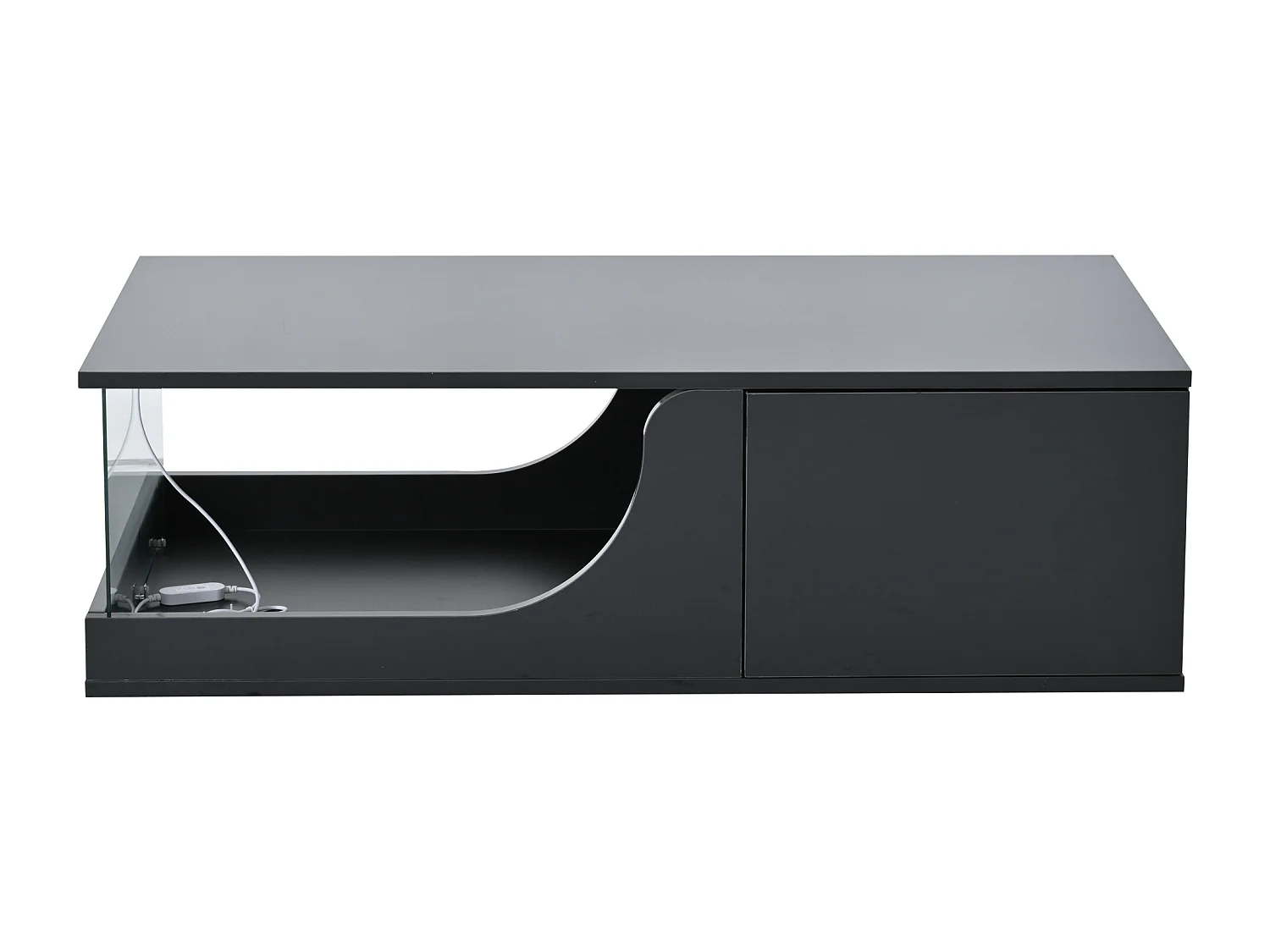 Zwarte salontafel met 2 opbergladen en verstelbare LED-verlichting - voor woonkamer