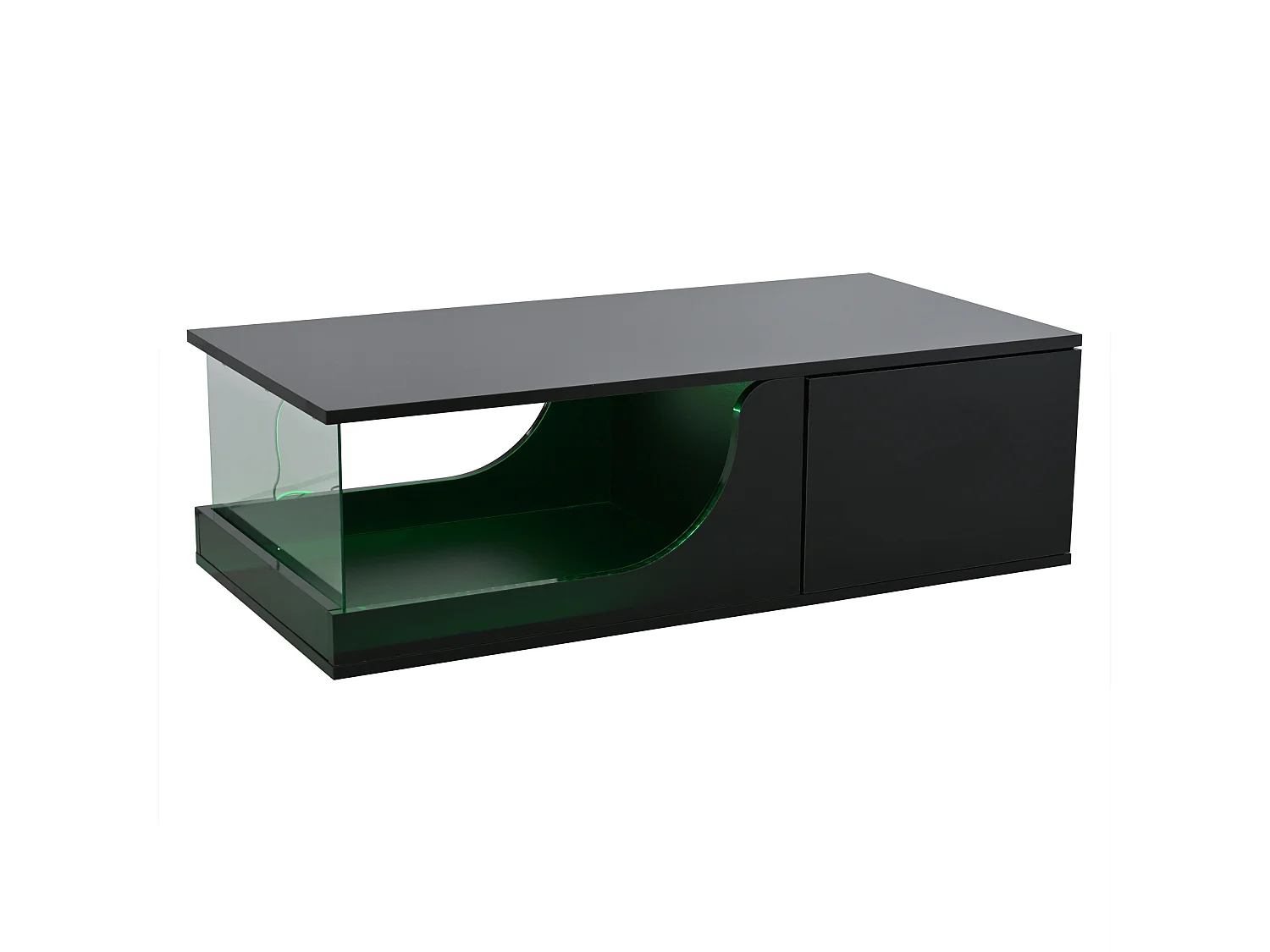 Zwarte salontafel met 2 opbergladen en verstelbare LED-verlichting - voor woonkamer