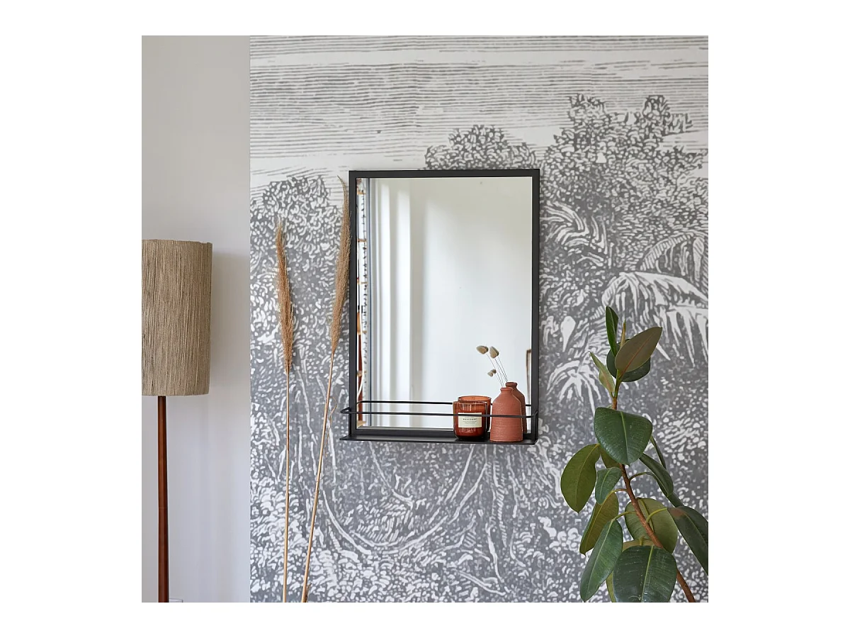 Spiegel aus Metall 70 x 50 cm mit Ablagefläche industrieller Stil bei Tikamoon