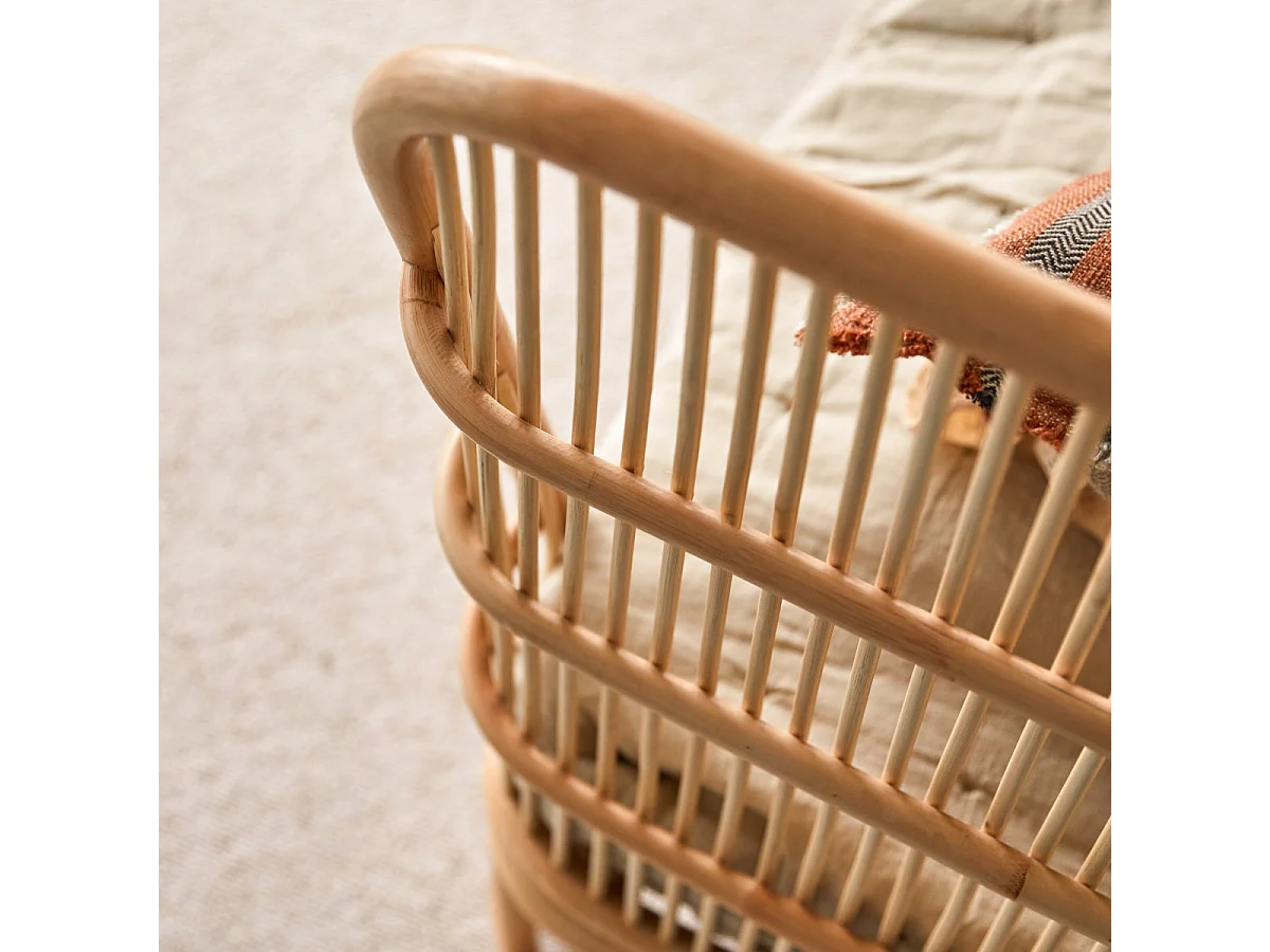 Simone - Natural rattan bed, includes 90x200 cm base