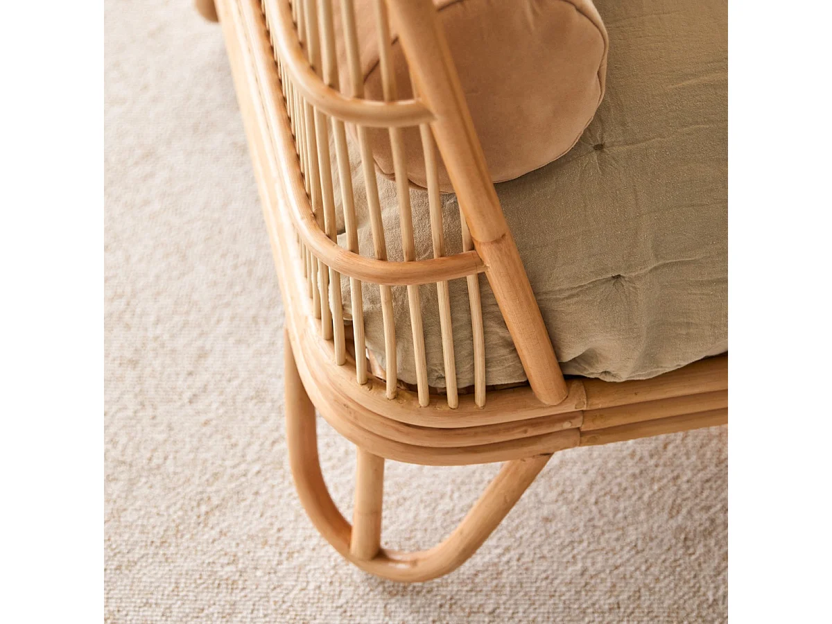 Simone - Natural rattan bed, includes 90x200 cm base