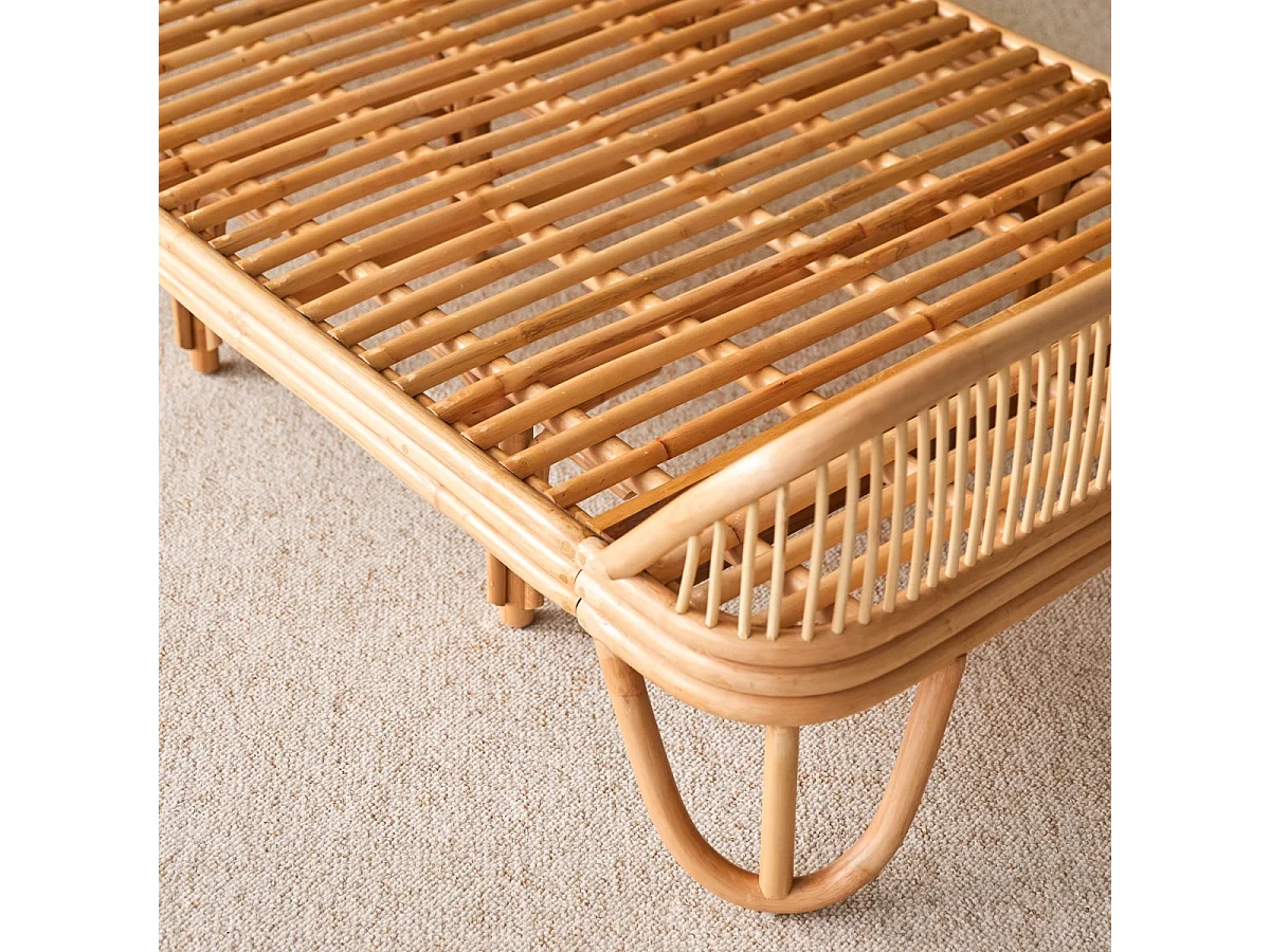 Simone - Natural rattan bed, includes 90x200 cm base