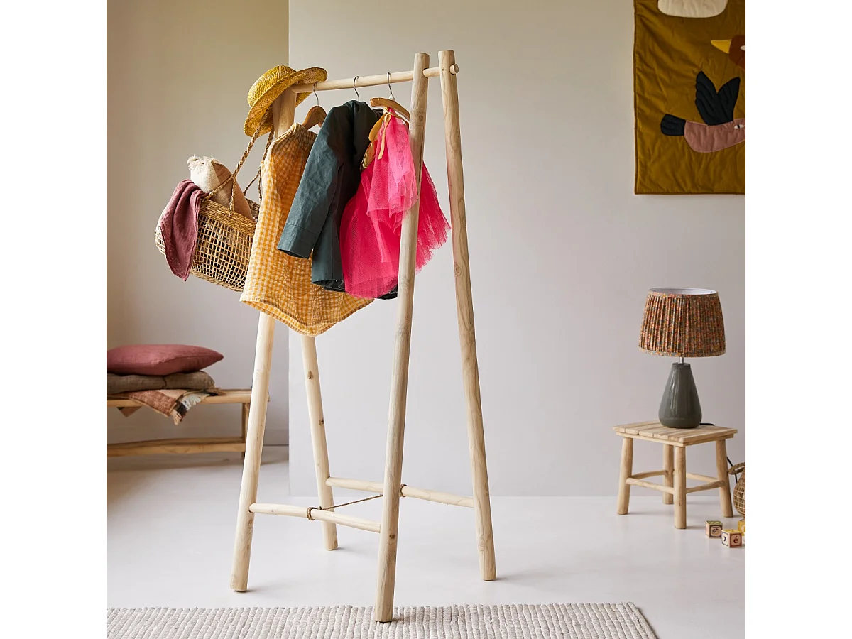 Einfacher Kleiderständer Kilim aus Teakholz für Kinder 160