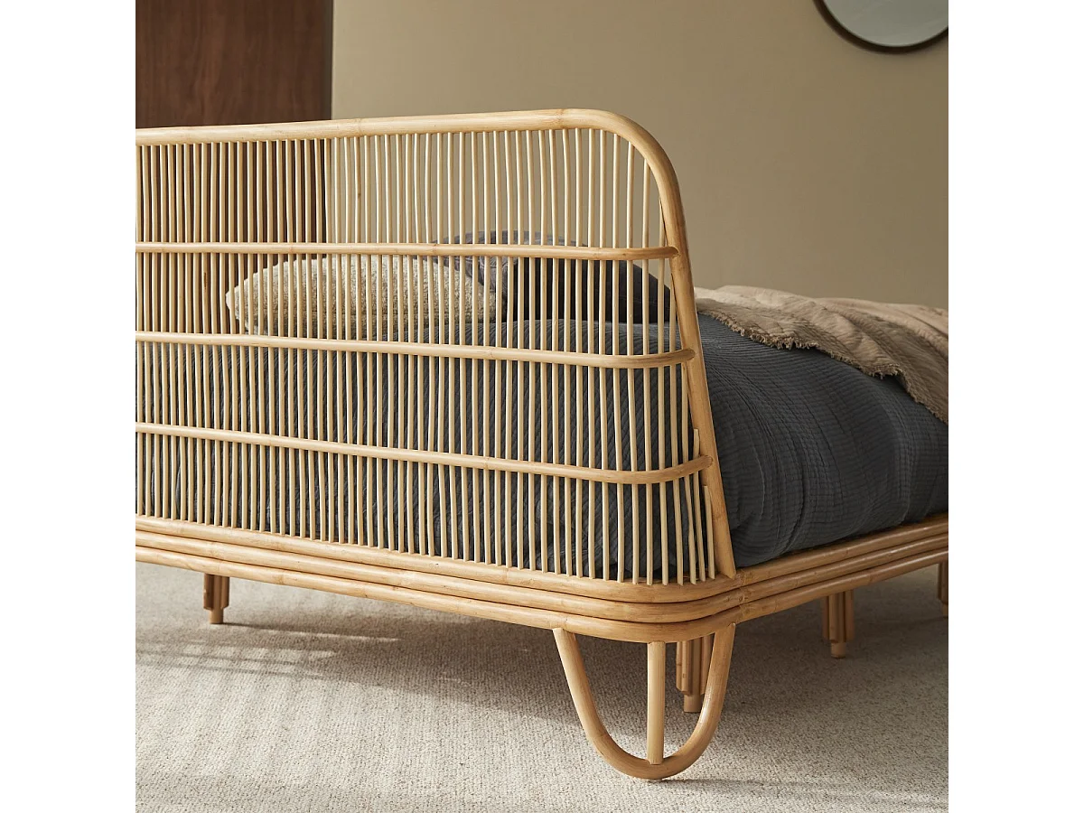 Doppelbett aus Rattan mit Lattenrost 160x200 cm
