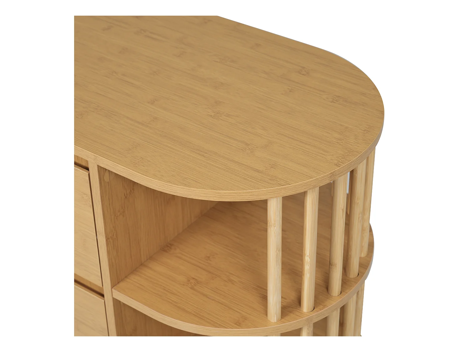 Buffet en chêne avec 6 tiroirs de rangement et étagères, pieds réglables - style contemporain