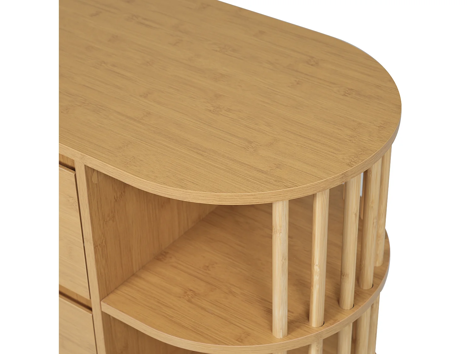 Buffet en chêne avec 6 tiroirs de rangement et étagères, pieds réglables - style contemporain