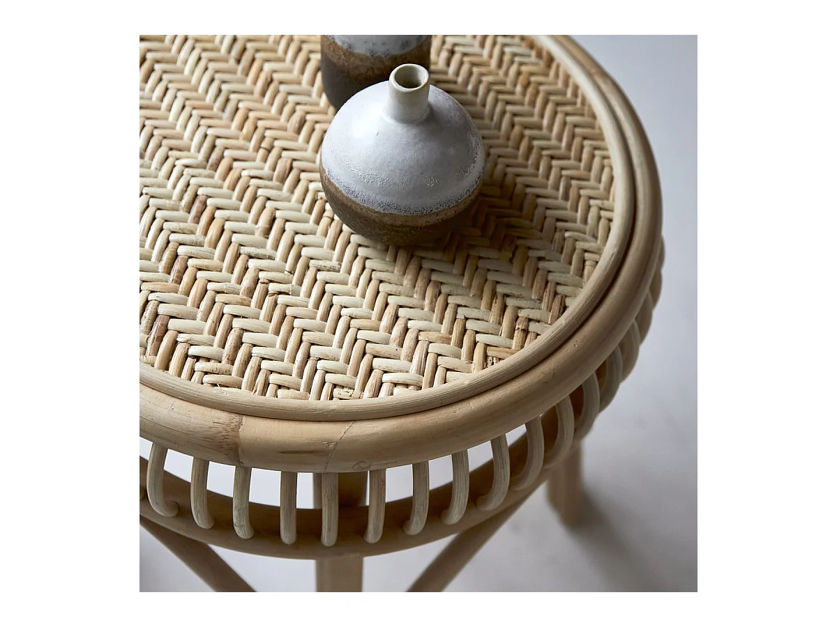 Tavolino laterale in stecchetti di midollino 40 Zita