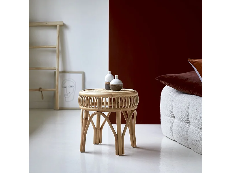 Bout de canapé en tiges de rotin 40 Zita