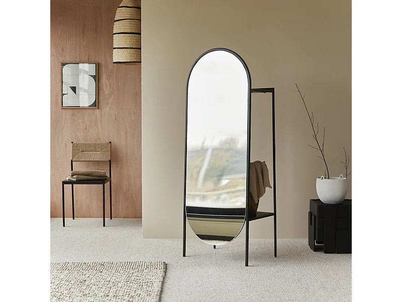 Miroir psyché en métal et bois de manguier massif 165x62 cm Fidele