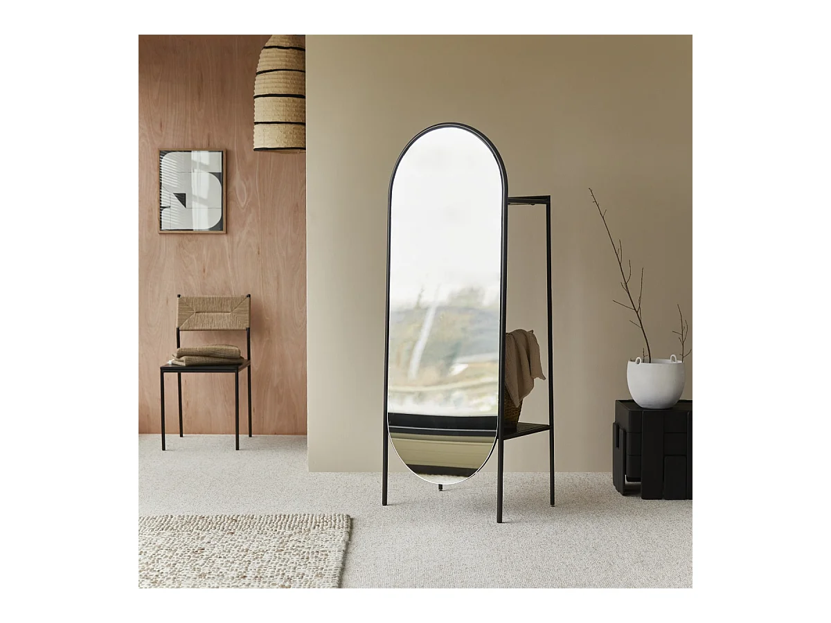 Ankleidespiegel Fidele aus Metall und massivem Mangoholz 165 x 62 cm