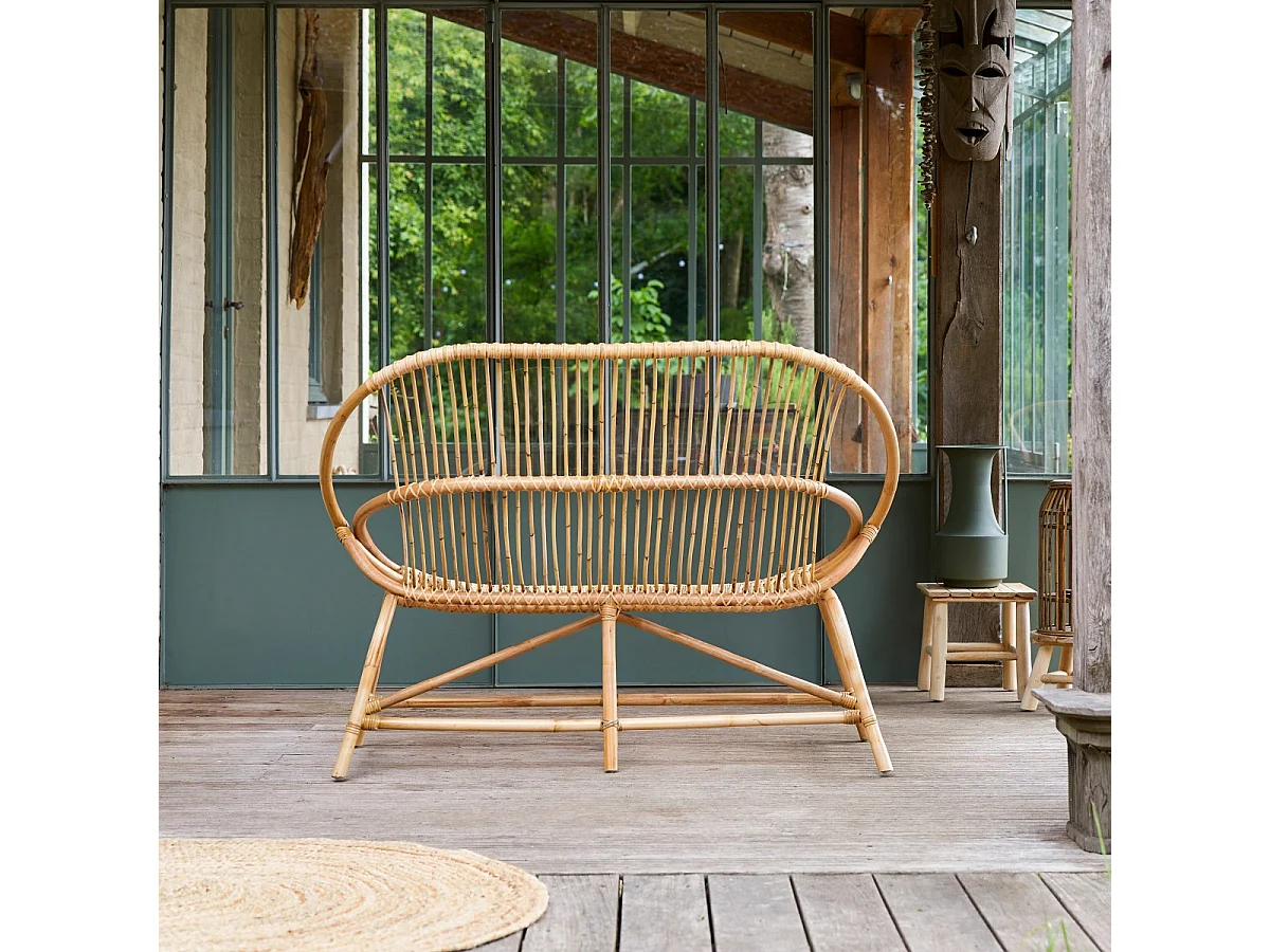 Outdoor Rattanbank Sofa aus Rattan exotischer Stil Tikamoon