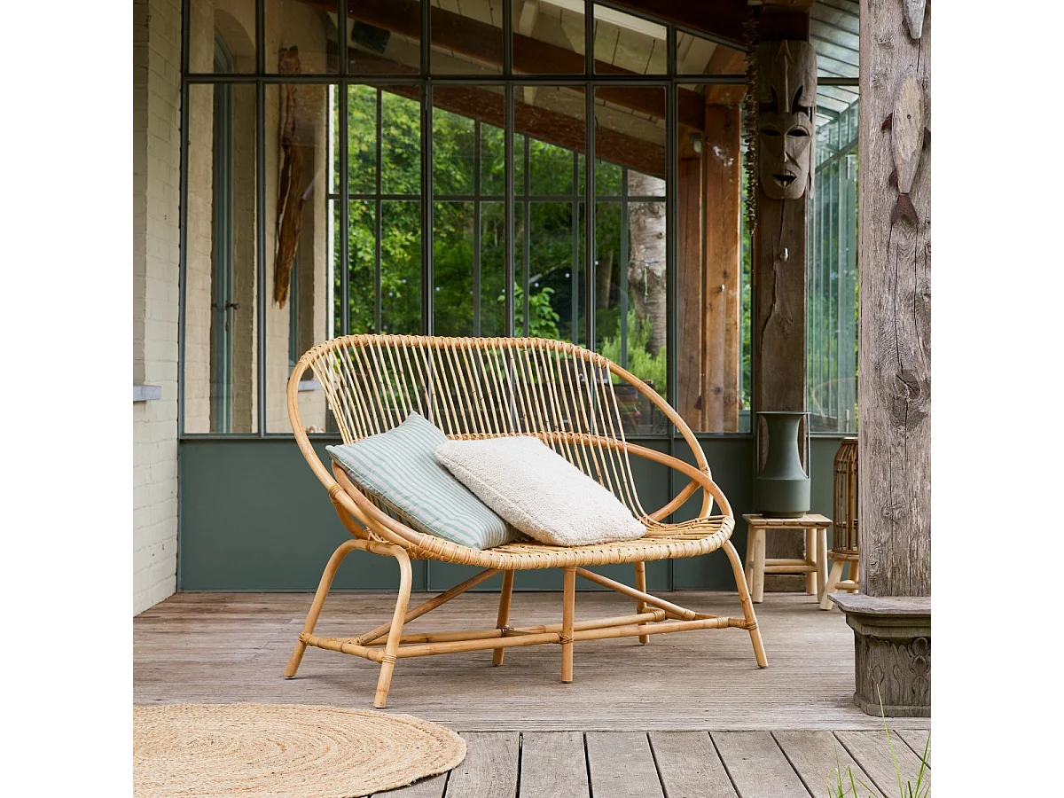 Outdoor Rattanbank Sofa aus Rattan exotischer Stil Tikamoon