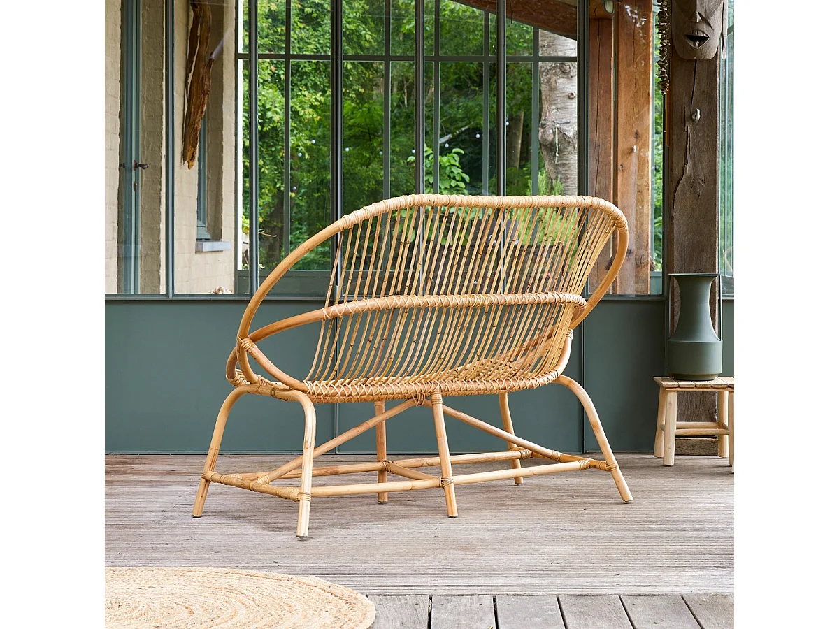 Outdoor Rattanbank Sofa aus Rattan exotischer Stil Tikamoon