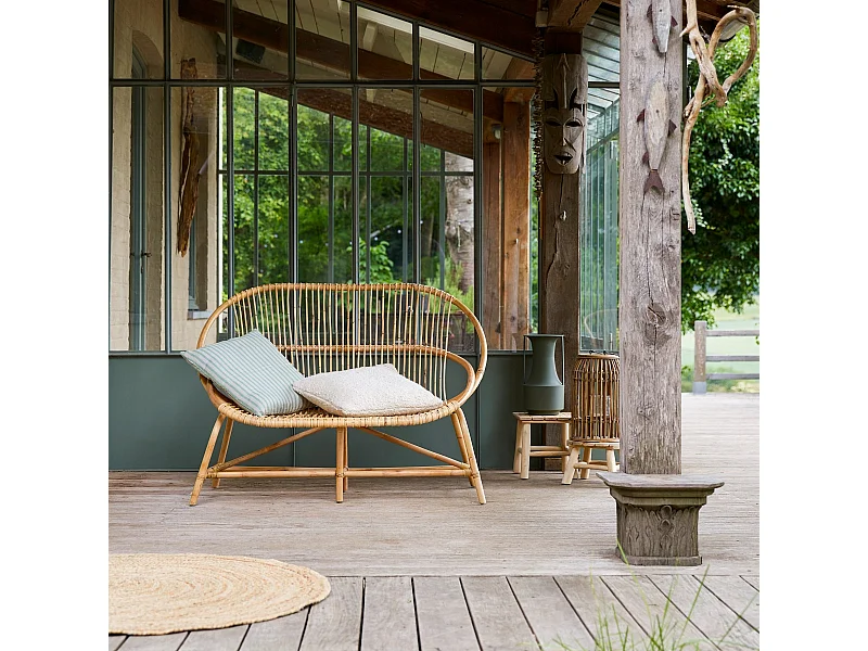 Outdoor Rattanbank Sofa aus Rattan exotischer Stil Tikamoon