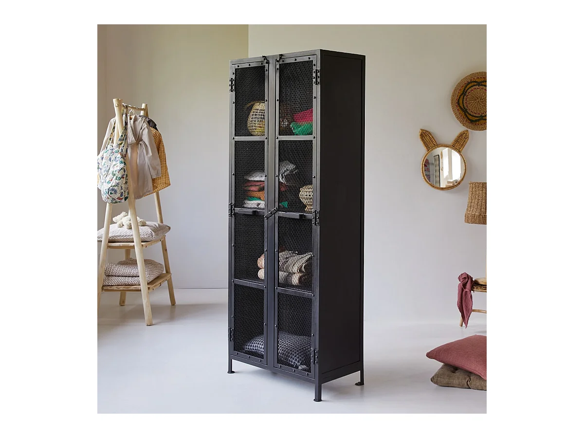 Schrank für Kinder aus schwarzem Metall 175 Cleo