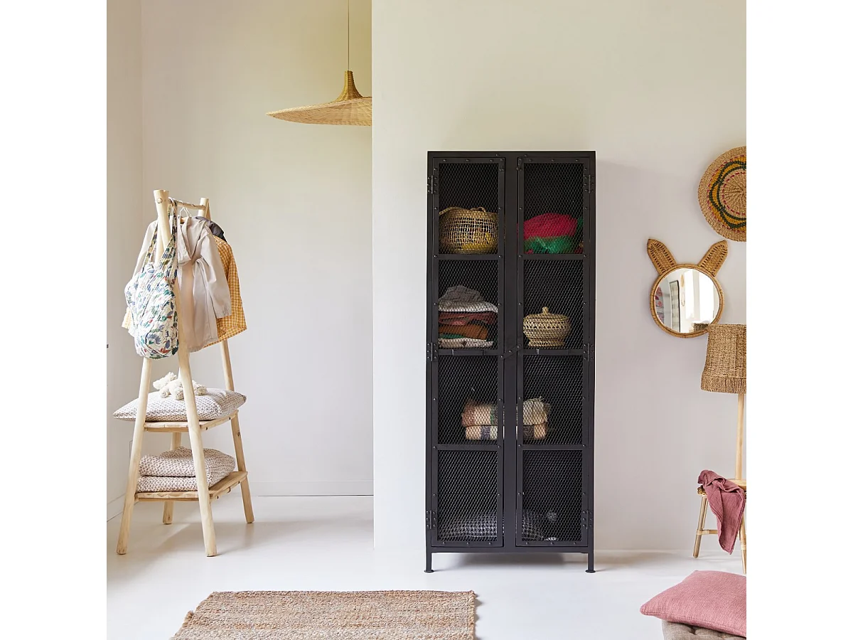 Armoire enfant en métal noir 175 Cleo