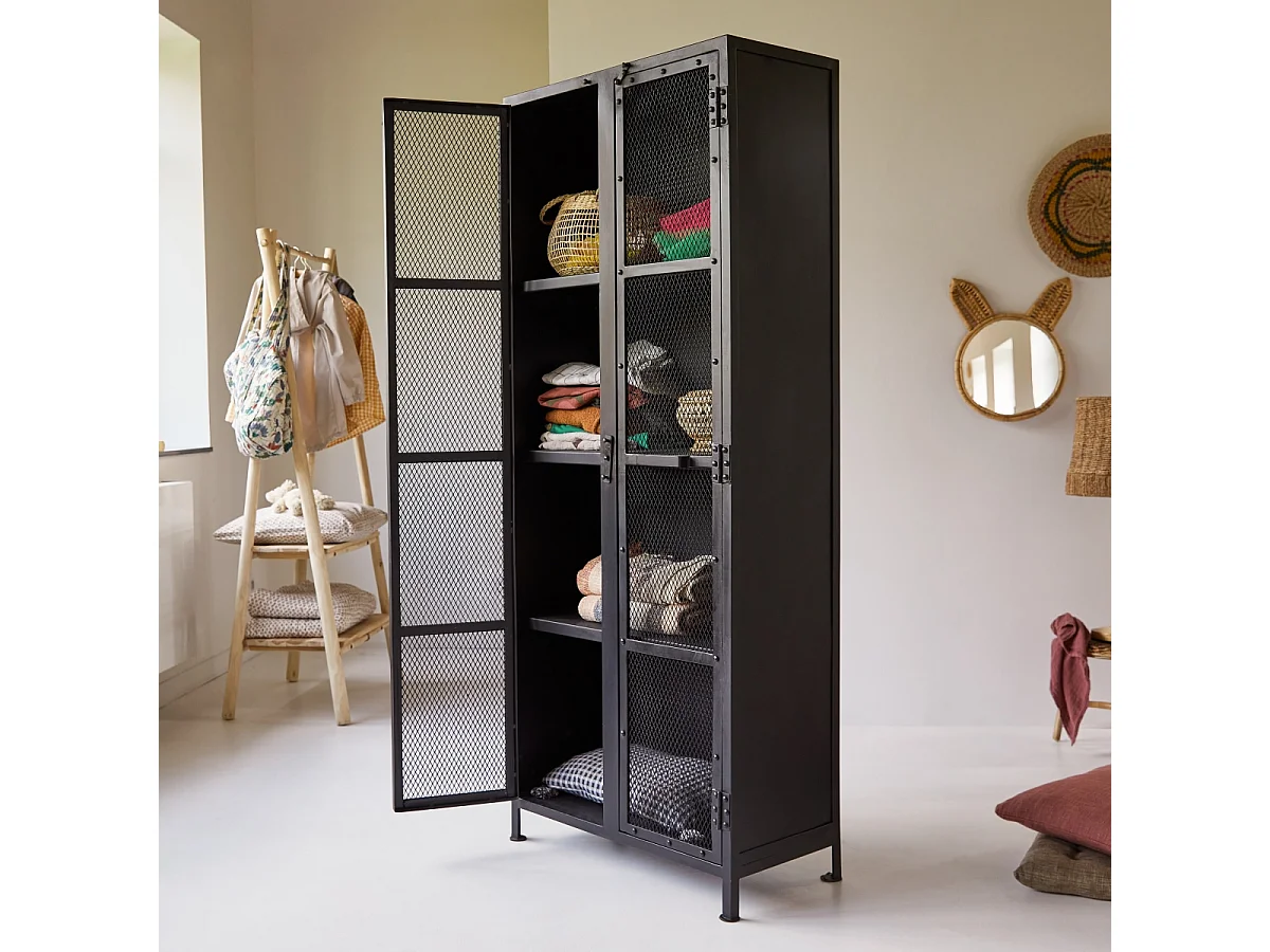 Armoire enfant en métal noir 175 Cleo