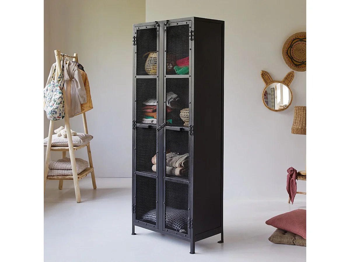 Armoire enfant en métal noir 175 Cleo