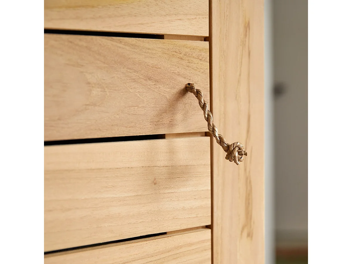 Einfacher Kinder-Hochschrank 180 Minimalys aus massivem Teakholz