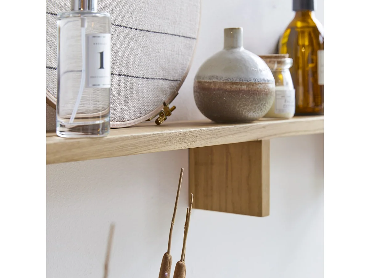 Scaffale orizzontale a parete per bagno in legno di Teak Bahya