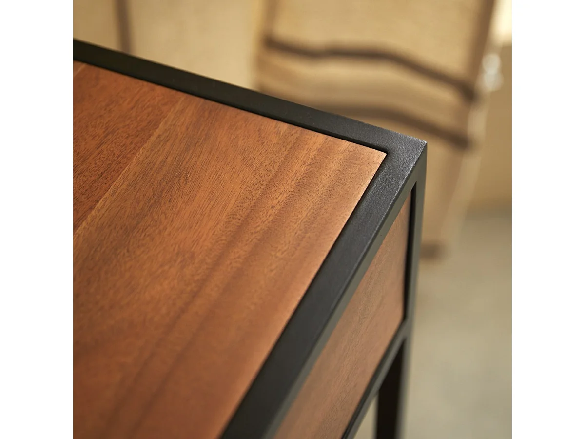 Agra - Console with 1 drawer in solid acacia and metal
