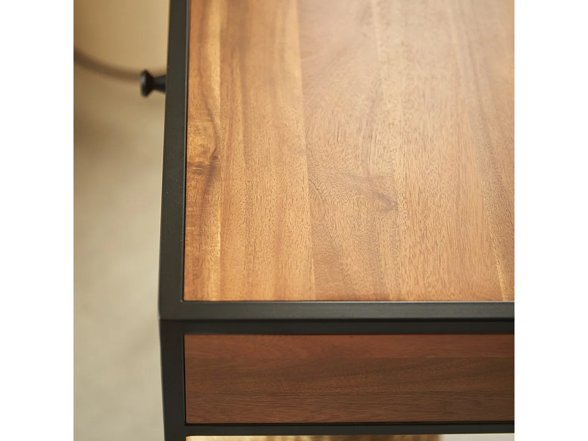 Agra - Console with 1 drawer in solid acacia and metal